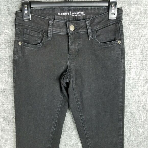 Old Navy Jeans Womens 2 Regular Black Rockstar Skinny Stretch Denim‎ Low-Rise1 - Picture 1 of 11